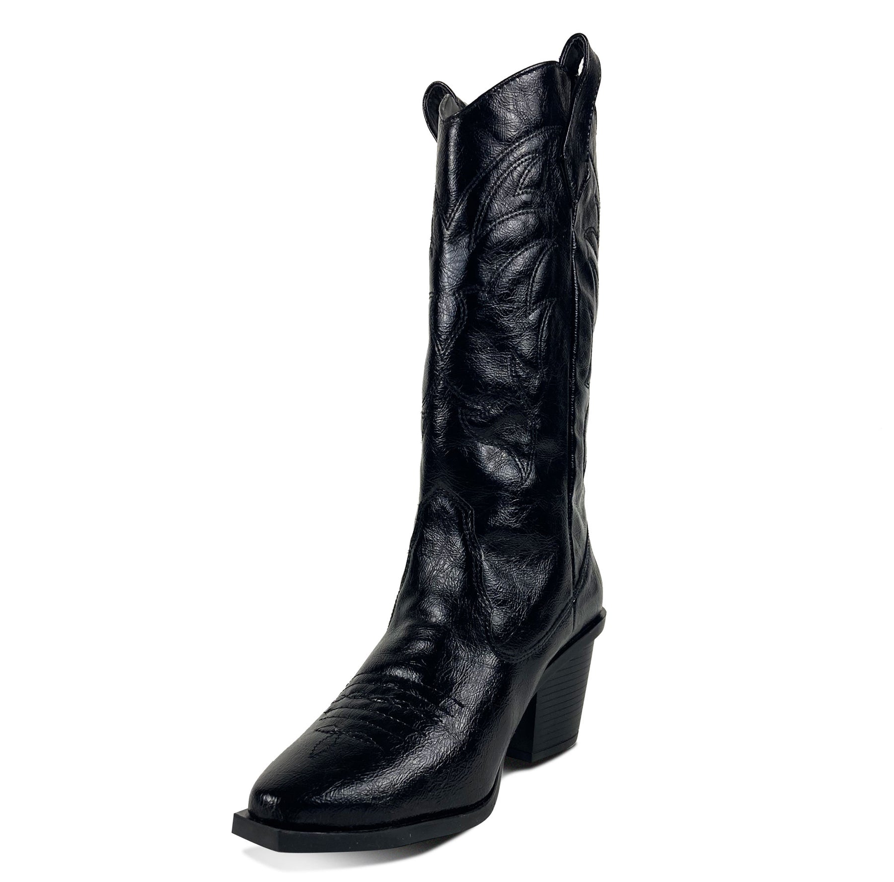 Bota negra 2024 cowboy