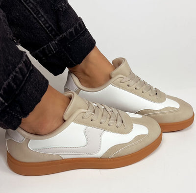 TENIS ASHER BLANCO Y BEIGE