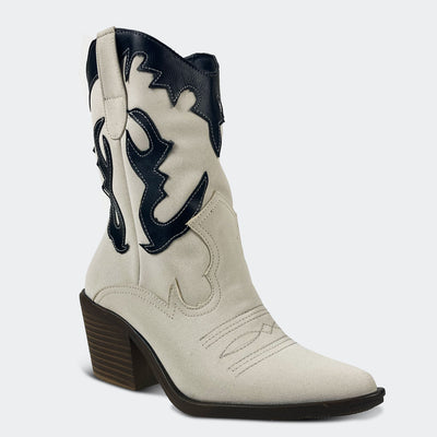 BOTINES COWBOY DOLLY BLANCO Y NEGRO